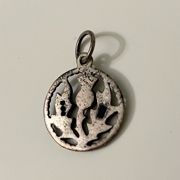 Vintage Silver Thistle Pendant Charm - Picture 5 of 10